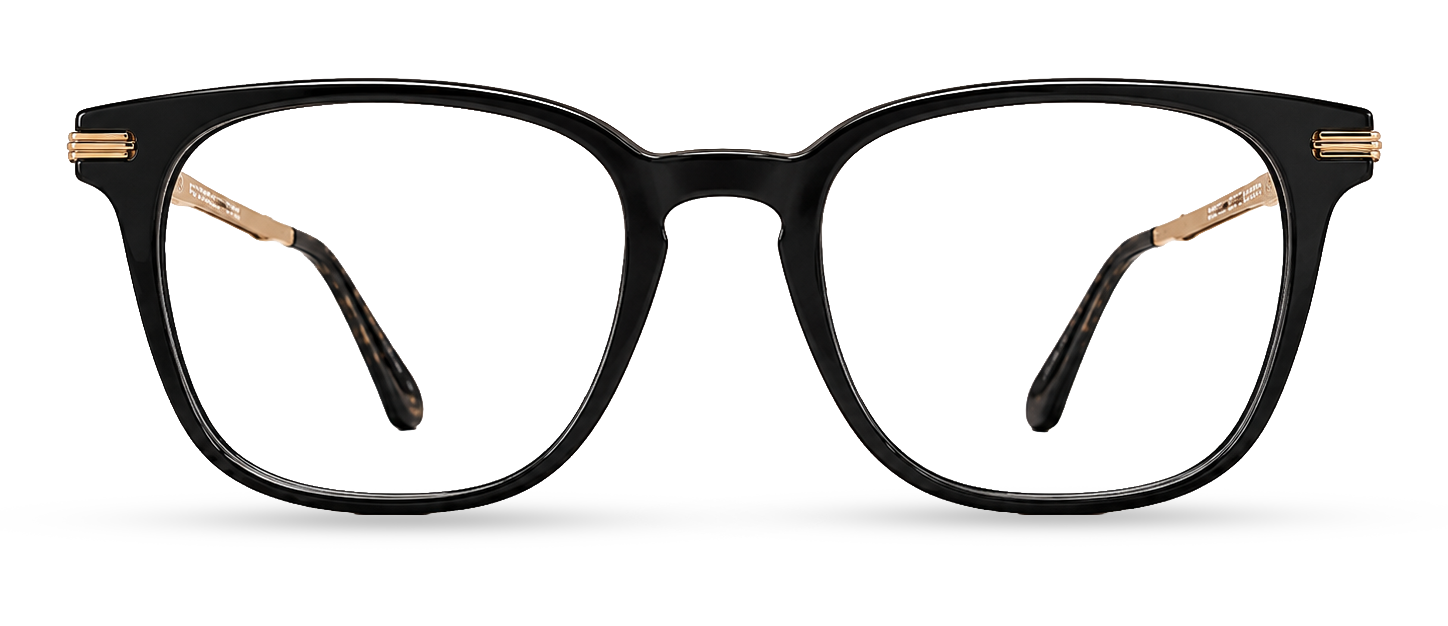 Black glasses shown from the front